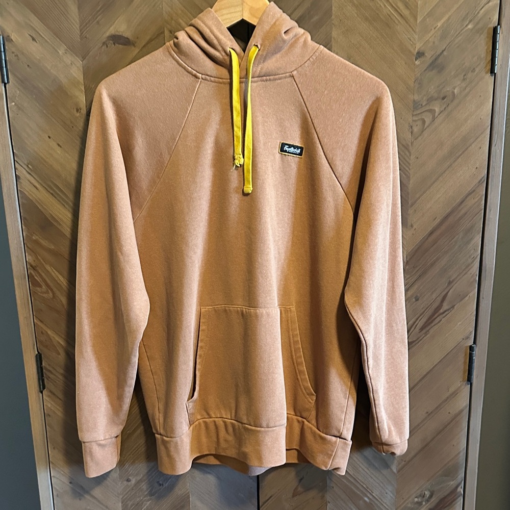 Rust Hoodie with Yellow Drawstrings